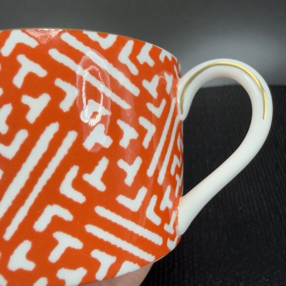 Coalport England Bone China Porcelain Fretwork Chinese Red Tea Cup Saucer Set - Picture 6 of 14